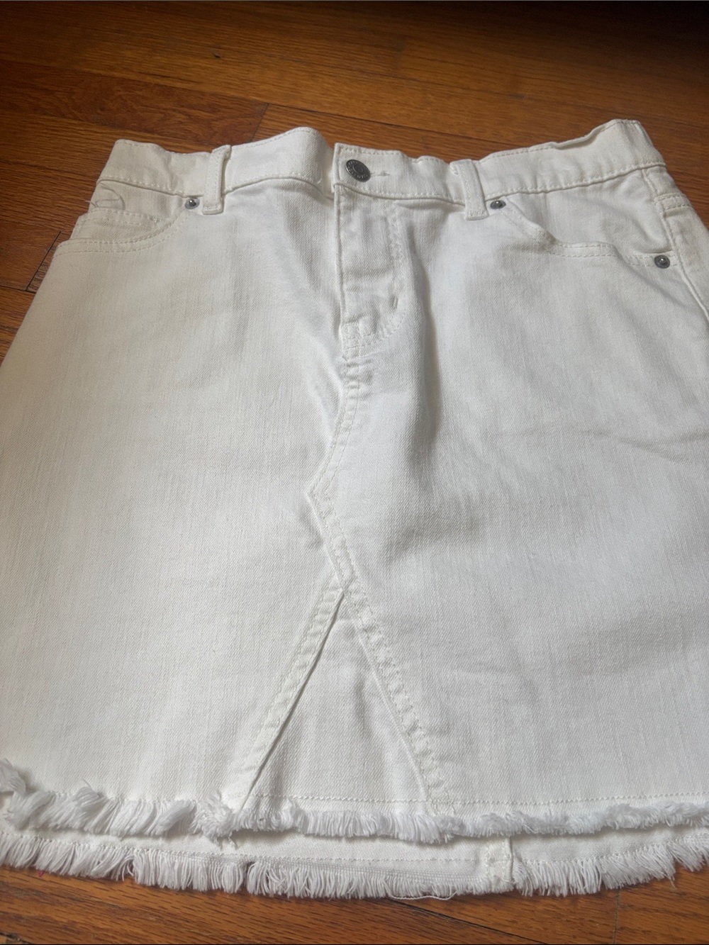 Cat & Jack White Denim Skirt with Frayed Hem